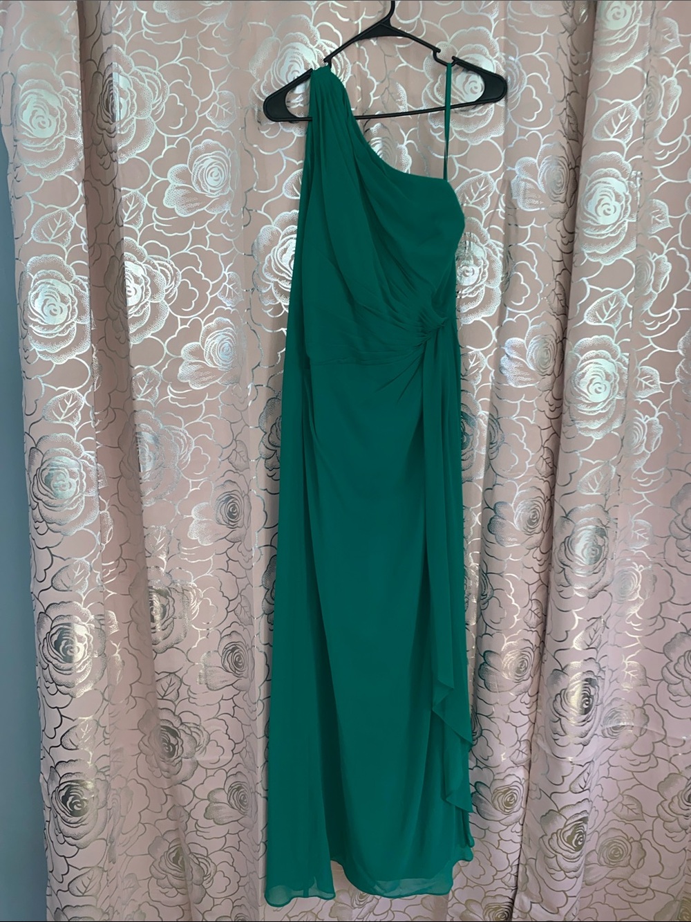 Lauren Ralph Lauren Evening Emerald Green One Shoulder Draped Maxi Gown Dress 12